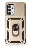 Samsung Galaxy A53 5G Kılıf Pars Lens Yüzüklü Silikon - Gold