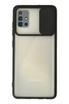 Samsung Galaxy A71 Kılıf Palm Buzlu Kamera Sürgülü Silikon - Siyah