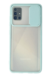 Samsung Galaxy A71 Kılıf Palm Buzlu Kamera Sürgülü Silikon - Turkuaz