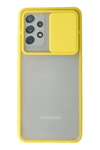 Samsung Galaxy A72 Kılıf Palm Buzlu Kamera Sürgülü Silikon - Sarı