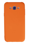 Samsung Galaxy J7 Kılıf Nano içi Kadife Silikon - Turuncu