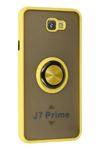 Samsung Galaxy J7 Prime Kılıf Montreal Yüzüklü Silikon Kapak - Sarı