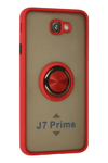 Samsung Galaxy J7 Prime Kılıf Montreal Yüzüklü Silikon Kapak - Kırmızı