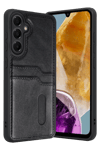 Samsung Galaxy M15 Sara Kartvizitli Deri Kılıf - Siyah