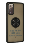 Samsung Galaxy S20 FE Kılıf Montreal Yüzüklü Silikon Kapak - Siyah
