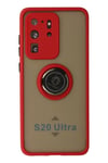 Samsung Galaxy S20 Ultra Kılıf Montreal Yüzüklü Silikon Kapak - Kırmızı