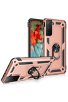 Samsung Galaxy S21 Kılıf Sofya Yüzüklü Silikon Kapak - Rose