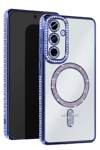 Samsung Galaxy S25 Kılıf Joke Simli Magneticsafe Kılıf - Mavi