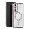 Samsung Galaxy S25 Kılıf Joke Simli Magneticsafe Kılıf - Gümüş