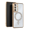 Samsung Galaxy S25 Kılıf Joke Simli Magneticsafe Kılıf - Gold