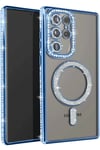 Samsung Galaxy S25 Ultra Kılıf Joke Simli Magneticsafe Kılıf - Mavi