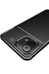 Xiaomi Mİ 11 Lite Kılıf Auto Focus Karbon Kapak - Kahverengi