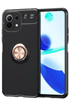 Xiaomi Mİ 11 Lite Kılıf Range Yüzüklü Silikon - Siyah-Gold