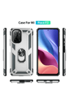 Xiaomi Poco F3 Kılıf Sofya Yüzüklü Silikon Kapak - Gümüş