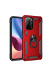 Xiaomi Poco F3 Kılıf Sofya Yüzüklü Silikon Kapak - Kırmızı