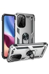 Xiaomi Poco F3 Kılıf Sofya Yüzüklü Silikon Kapak - Gümüş
