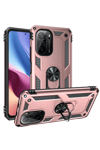 Xiaomi Poco F3 Kılıf Sofya Yüzüklü Silikon Kapak - Rose