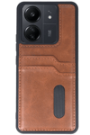 Xiaomi Redmi 13C Kılıf Sara Kartvizitli Deri Kılıf - Taba