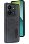 Xiaomi Redmi 13C Kılıf Sara Kartvizitli Deri Kılıf - Siyah