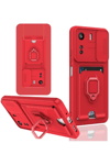 Xiaomi Redmi 13C Kılıf Zuma Kartvizitli Yüzüklü Silikon - Kırmızı