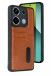 Xiaomi Redmi 15C 4G Sara Kartvizitli Deri Kılıf - Taba