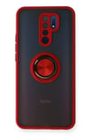 Xiaomi Redmi 9 Kılıf Montreal Yüzüklü Silikon Kapak - Kırmızı
