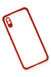 Xiaomi Redmi 9A Kılıf Miami Şeffaf Silikon - Kırmızı