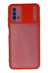 Xiaomi Redmi 9T Kılıf Palm Buzlu Kamera Sürgülü Silikon - Kırmızı