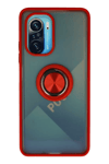 Xiaomi Redmi K40 Kılıf Montreal Yüzüklü Silikon Kapak - Kırmızı