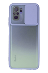 Xiaomi Redmi Note 10 Kılıf Palm Buzlu Kamera Sürgülü Silikon - Lila