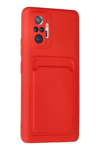 Xiaomi Redmi Note 10 Pro Kılıf Kelvin Kartvizitli Silikon - Kırmızı