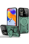 Xiaomi Redmi Note 11 Pro Kılıf Joy Lens Standlı Kapak - Koyu Yeşil