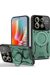Xiaomi Redmi Note 13 Pro 4G Kılıf Joy Lens Standlı Kapak - Koyu Yeşil