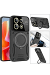 Xiaomi Redmi Note 13 Pro 4G Kılıf Joy Lens Standlı Kapak - Koyu Yeşil
