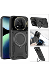 Xiaomi Redmi Note 14 Pro Plus Kılıf Joy Lens Standlı Kapak - Koyu Yeşil