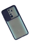 Xiaomi Redmi Note 8 Pro Kılıf Palm Buzlu Kamera Sürgülü Silikon - Lacivert