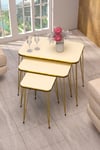 Zigon Sehpa Kr Ve Orta Sehpa Kr Set Çift Gold Krem Tel 1114