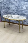 Zigon Sehpa Ve Orta Sehpa Elips Gold Metal Ayak Gold Efes Set