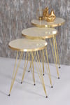 Zigon Sehpa Ve Orta Sehpa Elips Set Gold Krem Tel