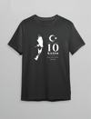 10 Kasım Atatürk Anma Günü Silüet Baskılı Oversize Bisiklet Yaka T-shirt - Siyah