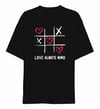 14 Şubat Sevgililer Günü Love Always Wins Baskılı Oversize Bisiklet Yaka T-shirt - Siyah
