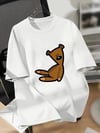 20/1 Penye Compack Ayı Baskılı Oversize Bisiklet Yaka Kısa Kol T-shirt - Beyaz