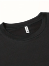 20/1 Penye Compack Baskılı Oversize Bisiklet Yaka Kısa Kol T-shirt - Siyah