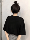20/1 Penye Compack Baskılı Oversize Kısa Kol Bisiklet Yaka T-shirt - Siyah