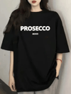 20/1 Penye Compack Baskılı Oversize Kısa Kol Bisiklet Yaka T-shirt - Siyah