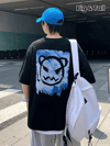 20/1 Penye Compack Bisiklet Yaka Kore tarzı sevimli ayı baskı Kısa Kol Erkek t-shirt - Siyah