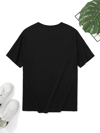 20/1 Penye Compack Palmiye Baskılı Oversize Bisiklet Yaka Kısa Kol T-shirt - Siyah