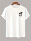 20/1 Penye Compack Palmiye Ön Baskılı Oversize Bisiklet Yaka Kısa Kol Yazlık T-shirt - Beyaz