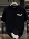 20/1 Penye Compack Start All Over Baskılı Oversize Bisiklet Yaka Kısa Kol T-shirt - Siyah