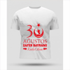 30 Ağustos Zafer Bayramı Baskılı Oversize Bisiklet Yaka T-shirt - Beyaz